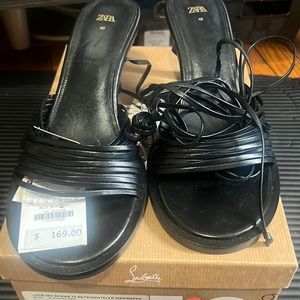 Zara leather string up heels size 40